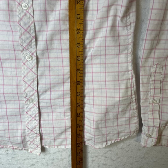 ArcTeryx Womens Plaid Long Sleeve Button Up Shirt White Pink Blue Size Small - Picture 6 of 9